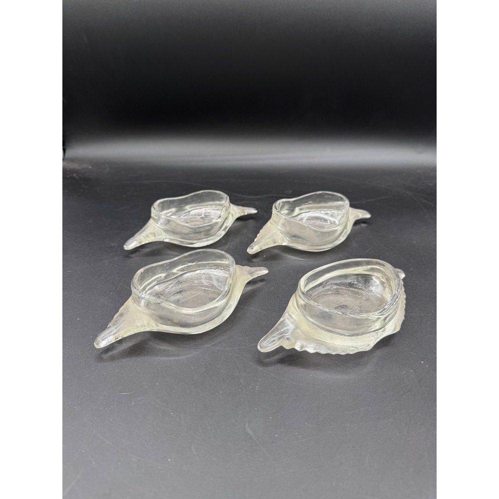Vtg Glasbake Clear Deviled Crab Imperial Baking Shells – Set of 4 Dishes – USA